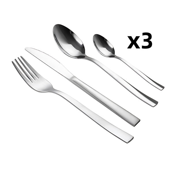 Latitude Run® Stainless Steel Steak Knife And Fork Set With Spoon European Style Cutlery Set